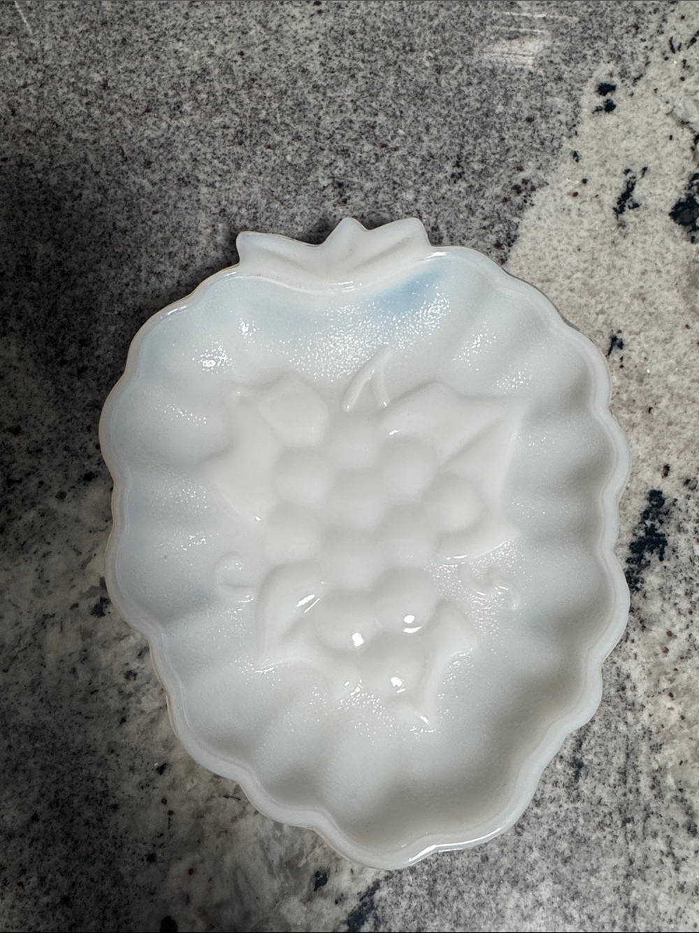 Vintage Hazel Atlas Milk Glass Grape Pattern Candy Dish Relish Tray
